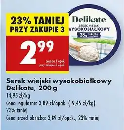 Biedronka Serek wiejski wysokobiałkowy Delikate, 200 g oferta