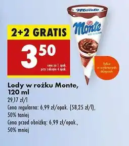 Biedronka Lody w rożku Monte , 120 ml oferta