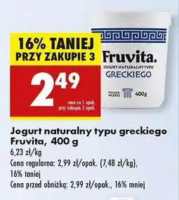 Biedronka Jogurt naturalny typu greckiego Fruvita, 400 g oferta
