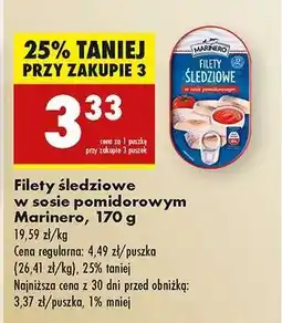 Biedronka Filety śledziowe w sosie pomidorowym Marinero, 170 g oferta