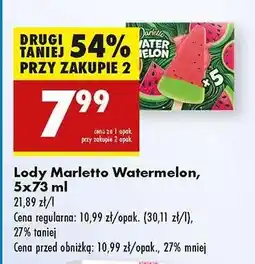 Biedronka Lody Marletto Watermelon, 5x73 ml oferta