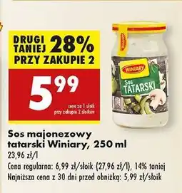 Biedronka Sos majonezowy tatarski Winiary 250 ml oferta