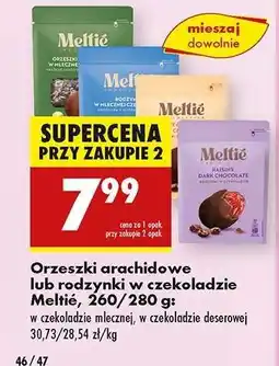 Biedronka Orzeszki arachidowe lub rodzynki w czekoladzie Meltié, 260/280 g oferta