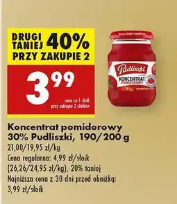 Biedronka Koncentrat pomidorowy 30% Pudliszki, 190/200 g oferta