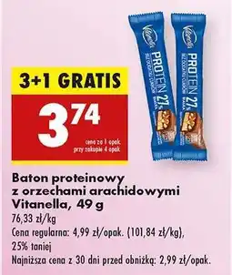 Biedronka Baton proteinowy z orzechami arachidowymi Vitanella 49 g oferta