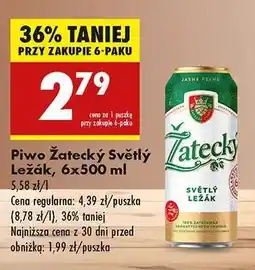 Biedronka Piwo Žatecký Světlý Ležák 6x500 ml oferta