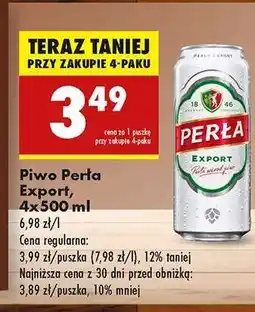 Biedronka Piwo Perła Export, 4x500 ml oferta