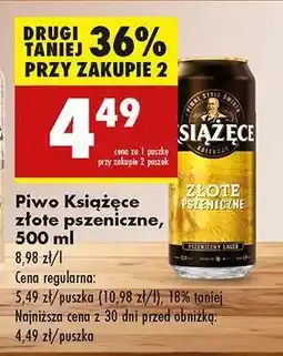 Biedronka Piwo Książęce złote pszeniczne, 500 ml oferta