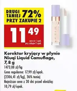 Biedronka Korektor kryjący w płynie Niuqi Liquid Camuflage, 7,8 g oferta
