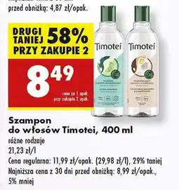 Biedronka Szampon do włosów Timotei, 400 ml oferta