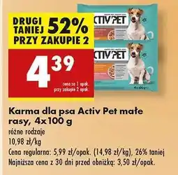 Biedronka Karma dla psa Activ Pet małe rasy, 4x100 g oferta