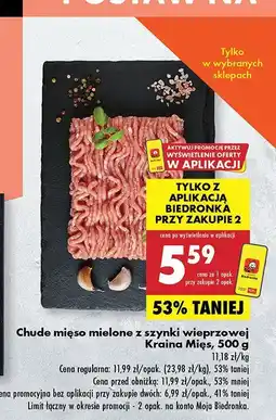 Biedronka Chude mięso mielone z szynki wieprzowej Kraina Mięs oferta