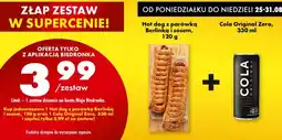 Biedronka Zestaw: Hot dog z parówką Berlinką i sosem + napój Cola Original Zero Biedronka oferta