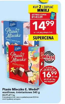 Lewiatan Czekolada Ptasie Mleczko waniliowe 340g E.Wedel oferta