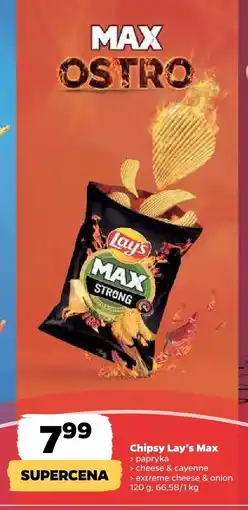 Netto Chipsy Lay's Max papryka/cheese & cayenne/extreme cheese & onion oferta