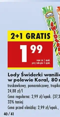 Biedronka Lody Świderek tropikalny w polewie Koral oferta