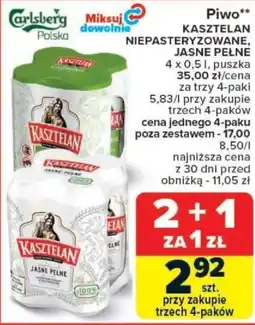 Carrefour Piwo KASZTELAN NIEPASTERYZOWANE, JASNE PEŁNE oferta