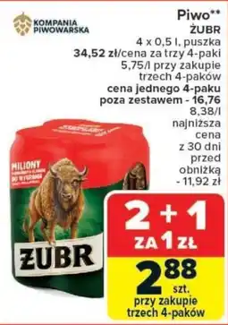 Carrefour Piwo ŻUBR oferta