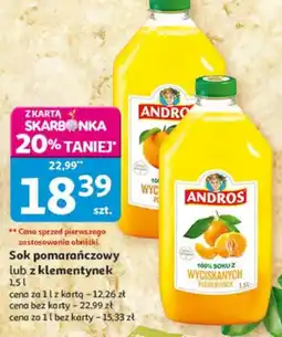 Auchan Sok pomarańczowy lub z klementynek Andros oferta