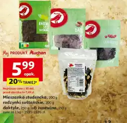 Auchan Mieszanka studencka, rodzynki sułtańskie, daktyle, żurawina oferta