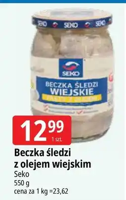 E.Leclerc Beczka śledzi filety śledziowe z olejem wiejskim Seko oferta