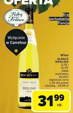 Carrefour Wino Ribeauville Riesling Alsace oferta