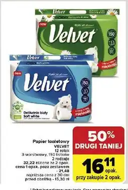 Carrefour Papier toaletowy delikatnie biały Velvet oferta