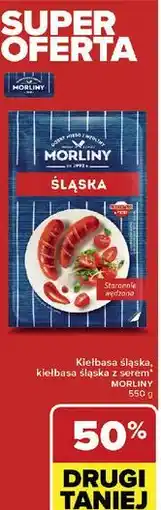 Carrefour Kiełbasa śląska z serem typu cheddar Morliny oferta