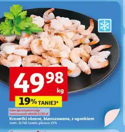 Auchan Krewetki obrane, blanszowane, z ogonkiem oferta