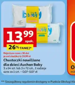 Auchan Chusteczki nawilżane dla dzieci Auchan Baby oferta