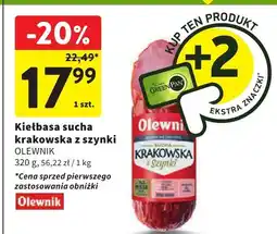 Intermarche Kiełbasa sucha krakowska z szynki Olewnik oferta