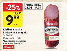 Intermarche Kiełbasa sucha krakowska z szynki Olewnik oferta
