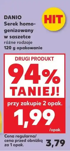 Kaufland Serek homogenizowany Danio, różne rodzaje oferta