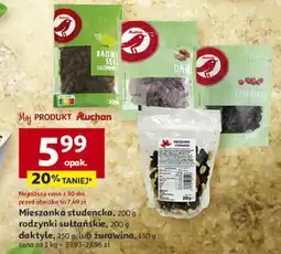 Auchan Mieszanka studencka lub rodzynki sułtańskie lub daktyle lub żurawina Auchan oferta