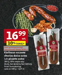 Auchan Kiełbasa suszona chorizo dulce extra lub picante extra Auchan oferta