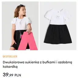 Sinsay Dwukolorowa sukienka z bufkami i ozdobną kokardką oferta