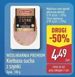 ALDI Kiełbasa sucha z szynki Wędliniarnia Premium oferta