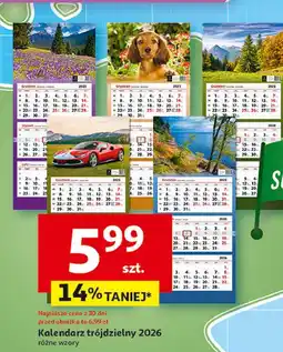 Auchan Kalendarz ścienny trójdzielny oferta