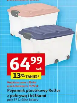 Auchan Pojemnik na kółkach roller 57 l różowy oferta