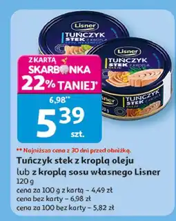 Auchan Tuńczyk stek z kroplą sosu własnego Lisner oferta