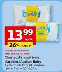Auchan Chusteczki nawilżane Auchan Baby oferta