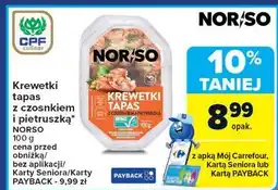 Carrefour Krewetki tapas z czosnkiem Norso oferta