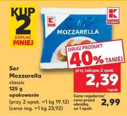 Kaufland Ser Mozzarella classic 125 g opakowanie oferta