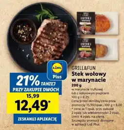 Lidl Stek wołowy w marynacie GRILL&FU oferta