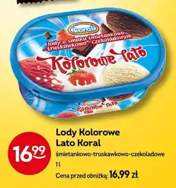 Żabka Lody Kolorowe Lato Koral śmietankowo-truskawkowo-czekoladowe oferta