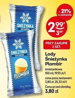 Żabka Lody Śnieżynka Plombir śmietankowe oferta