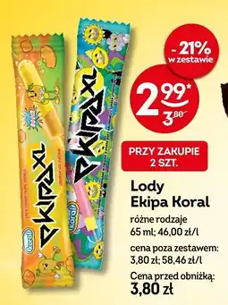 Żabka Lody Ekipa Koral różne rodzaje oferta