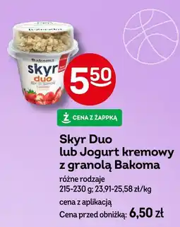Żabka Jogurt Skyr Duo lub Jogurt kremowy z granolą Bakoma różne rodzaje oferta