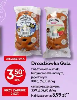 Żabka Drożdżówka Gala z nadzieniem o smaku budyniowo-malinowym, jagodowym oferta