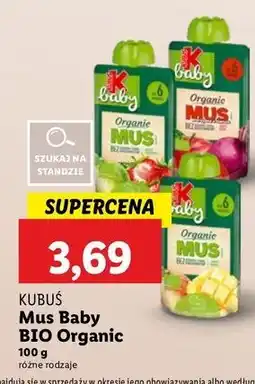 Lidl Mus jabłko-truskawka Kubuś Baby Organic oferta